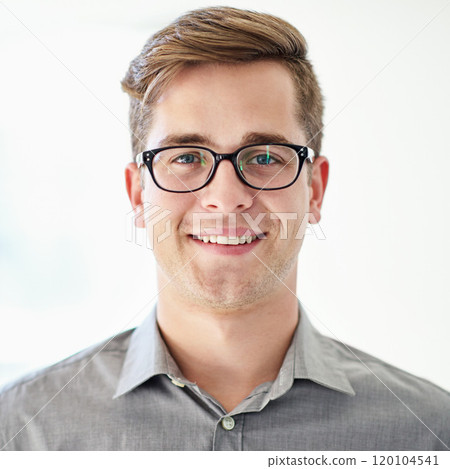 I determine my future. Cropped portrait of a young businessman wearing glasses. 120104541