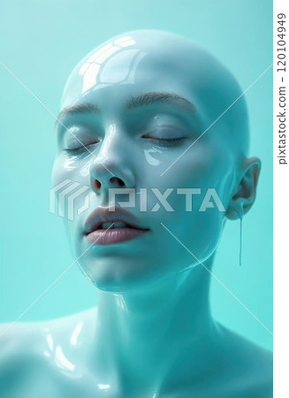 The head of a beauty in icy water. 120104949