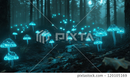 Magical mushrooms fantasy fungi backdrop 120105169