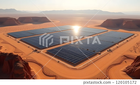big solar power plant in the desert, generative ai big solar power plant in the desert, generative ai 120105172