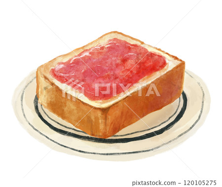 Hand-drawn toast with jam (strawberry) Hand-drawn toast with jam (strawberry) 120105275