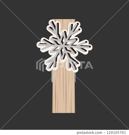 Small Wooden Clothes Peg decorated with snowflake. Isolated design element for Winter pins. Vector illustration of Clothespin. Small Wooden Clothes Peg decorated with snowflake. Isolated design element for Winter pins. Vector illustration of Clothespin. 120105701