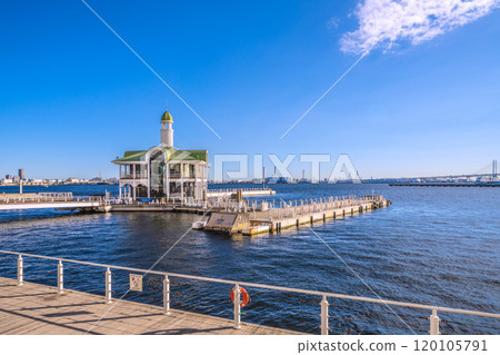 Yokohama cityscape in Japan, overlooking Pukarisanbashi Bridge in front of Pacifico Yokohama (7th) 120105791