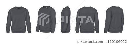 Casual long sleeves sweatshirts realistic illustrations set 120106022