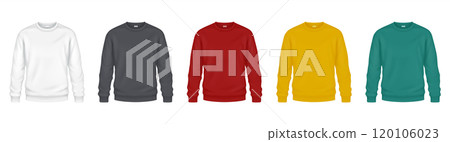 Colorful sweatshirts for autumn mockup illustrations set 120106023