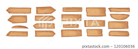 Wooden signs of different shapes realistic color icons set 120106036