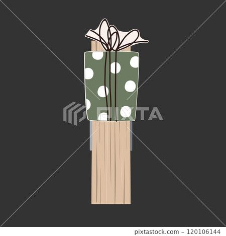 Christmas Wooden Clothes Peg with Xmas gift box. Isolated design element for Winter pins. Vector illustration of Clothespin. Christmas Wooden Clothes Peg with Xmas gift box. Isolated design element for Winter pins. Vector illustration of Clothespin. 120106144