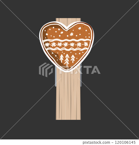 Small Wooden Clothes Peg decorated with gingerbread heart cookie. Isolated design element for Winter pins. Vector illustration of Clothespin. Small Wooden Clothes Peg decorated with gingerbread heart cookie. Isolated design element for Winter pins. Vector illustration of Clothespin. 120106145