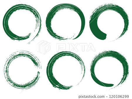 Handwritten brush stroke line circle frame set / green Handwritten brush stroke line circle frame set / green 120106299