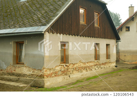 Flood after house destroyed river swept Jesenik flooded damaged height water wall window asphalt road building water debris buried mud consequences raging barrier wall rain threat villages Europe Flood after house destroyed river swept Jesenik flooded damaged height water wall window asphalt road building water debris buried mud consequences raging barrier wall rain threat villages Europe 120106543