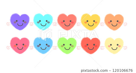 Colorful heart characters holding hands Colorful heart characters holding hands 120106676
