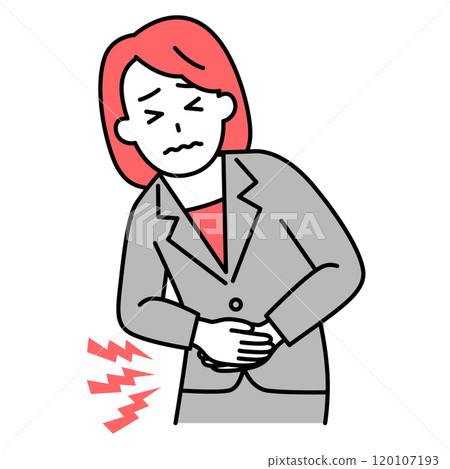 一個穿著西裝的女人肚子痛 120107193