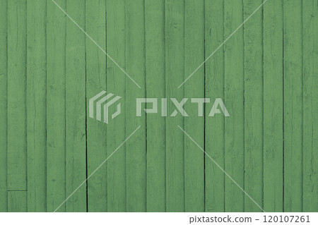 Distressed cracked wooden vertical green painted plank texture background Distressed cracked wooden vertical green painted plank texture background 120107261