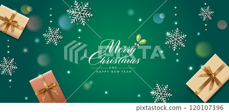 聖誕禮物和雪花向量素材 120107396
