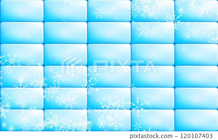 Tile rectangular frost blue colored buttons wall with rounded corners. Cold snow copy space for design of web pages and interface. 3D vector background Tile rectangular frost blue colored buttons wall with rounded corners. Cold snow copy space for design of web pages and interface. 3D vector background 120107403