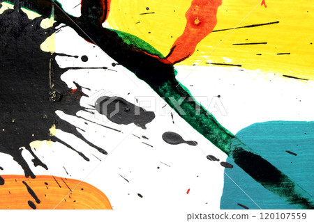 Abstract Thick Acrylic Paint brush Marks and Splatters 120107559