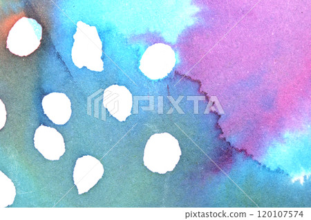 Gentle Multicolor Watercolour Paint on a White Background Drips and Lines 120107574