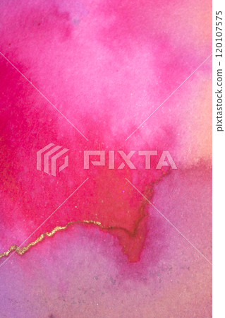 Gentle Multicolor Watercolour Paint on a White Background Drips and Lines 120107575