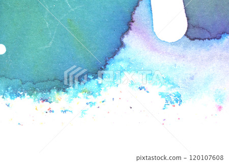 Gentle Multicolor Watercolour Paint on a White Background Drips and Lines 120107608