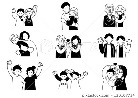 多代好友單色插畫(套)【男女】 多代好友單色插畫(套)【男女】 120107734