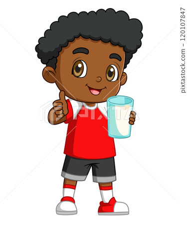 happy cute kid boy drink fresh milk of illustration happy cute kid boy drink fresh milk of illustration 120107847