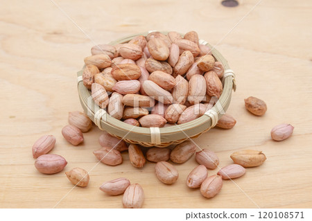 Raw peanuts, uncooked peanuts, peanuts with the skin still on 120108571
