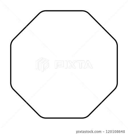 rounded Octagon shape symbol, black and white vector silhouette illustration rounded Octagon shape symbol, black and white vector silhouette illustration 120108648
