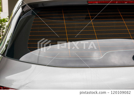 Back view of gray car window for sticker mockup 120109082