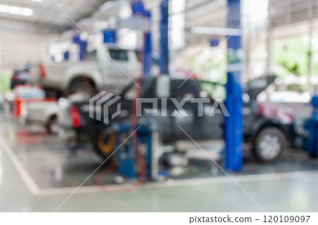 car service centre auto repair workshop blurred background car service centre auto repair workshop blurred background 120109097
