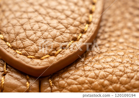 luxury brown leather bag texture background with stitching 120109194