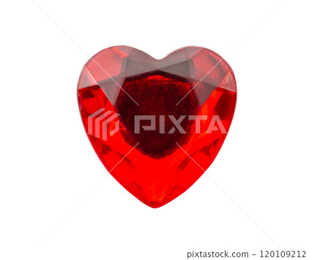 Red heart shape crystal valentines day symbol sticker isolated on white background 120109212