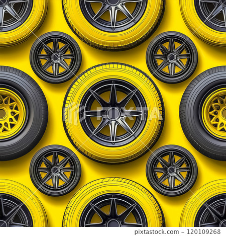 重複無縫輪胎插畫素材黃色 120109268
