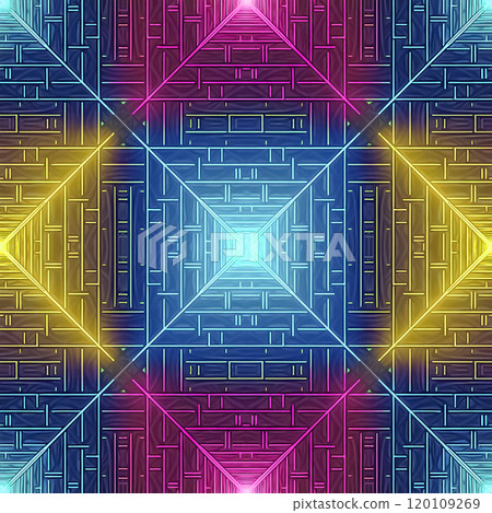 Repeated seamless colorful square pattern illustration background material 120109269