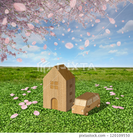 Miniature models of houses and cars, an image of a new life starting in spring 120109550