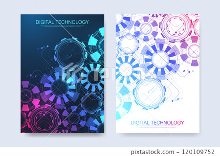Abstract digital technology cover template design for a report and brochure, flyer, leaflets, poster, header, banner, website, presentation. Vector illustration. 120109752