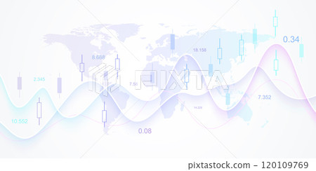 Stock market or Forex trading graph in graphic concept for financial investment or economic trends business idea design. Worldwide finance background. Vector illustration 120109769