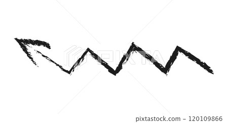 Zigzag charcoal arrow to the left. Zigzag charcoal arrow to the left. 120109866