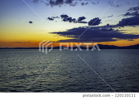 Sunset on the Seto Inland Sea, Tonosho Town, Kagawa Prefecture 120110111