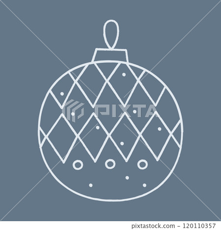 Christmas ball with a pattern of rhombuses and circles. Doodle color clipart illustration. Christmas ball with a pattern of rhombuses and circles. Doodle color clipart illustration. 120110357