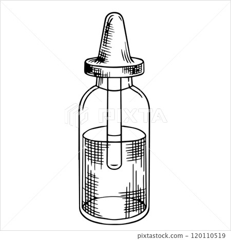 jar with aromatic oil, cosmetics. vector illustration in sketch style. 120110519