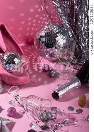 Glamorous disco celebration on pink background Glamorous disco celebration on pink background 120110683