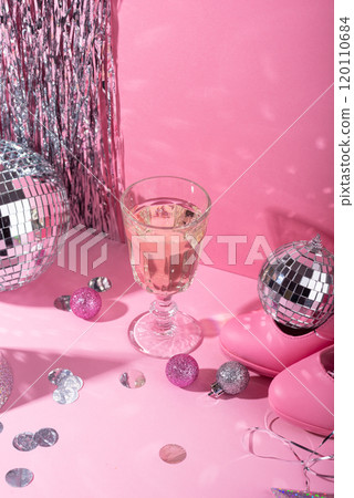 Festive pink disco party celebration Festive pink disco party celebration 120110684