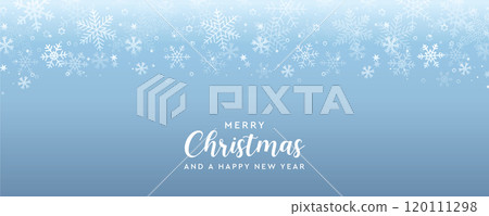 blue christmas banner with snowflake border vector illustration 120111298