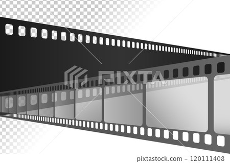 Two crossed movie film strips on transparent background. Vector illustration 120111408