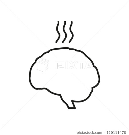 Brain with Steam Line Icon. Mental Stress Concept Outline Symbol. Overheating Brain and Cognitive Pressure Sign. Editable Stroke. Isolated Vector Illustration Brain with Steam Line Icon. Mental Stress Concept Outline Symbol. Overheating Brain and Cognitive Pressure Sign. Editable Stroke. Isolated Vector Illustration 120111478