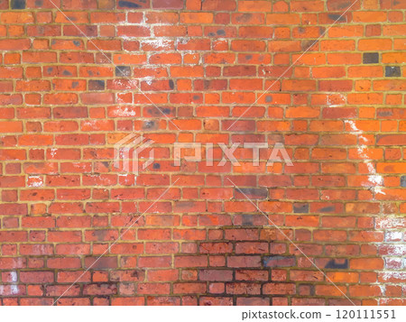 brick wall brown color of textured grungy background in design loft style. vector illustration 120111551