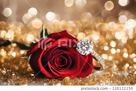 A Christmas night when he proposed to her under the glittering golden lights, with a red rose and a platinum diamond ring. 120112150