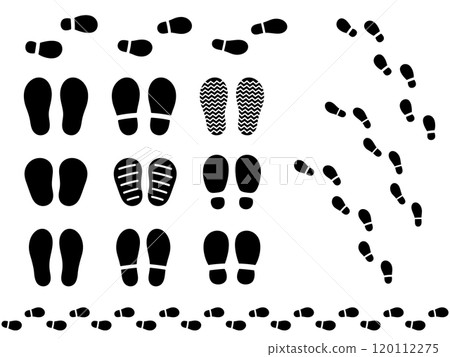 Footprint silhouette illustration material set Footprint silhouette illustration material set 120112275