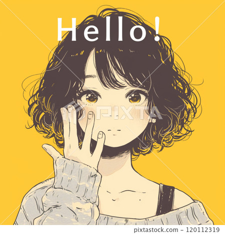 [Letters and Words] Woman and the word "Hello!" 120112319