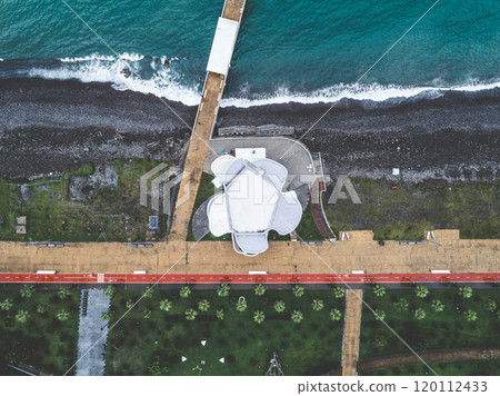 Aerial view of desrted embankment, Batumi, Georgia Aerial view of desrted embankment, Batumi, Georgia 120112433